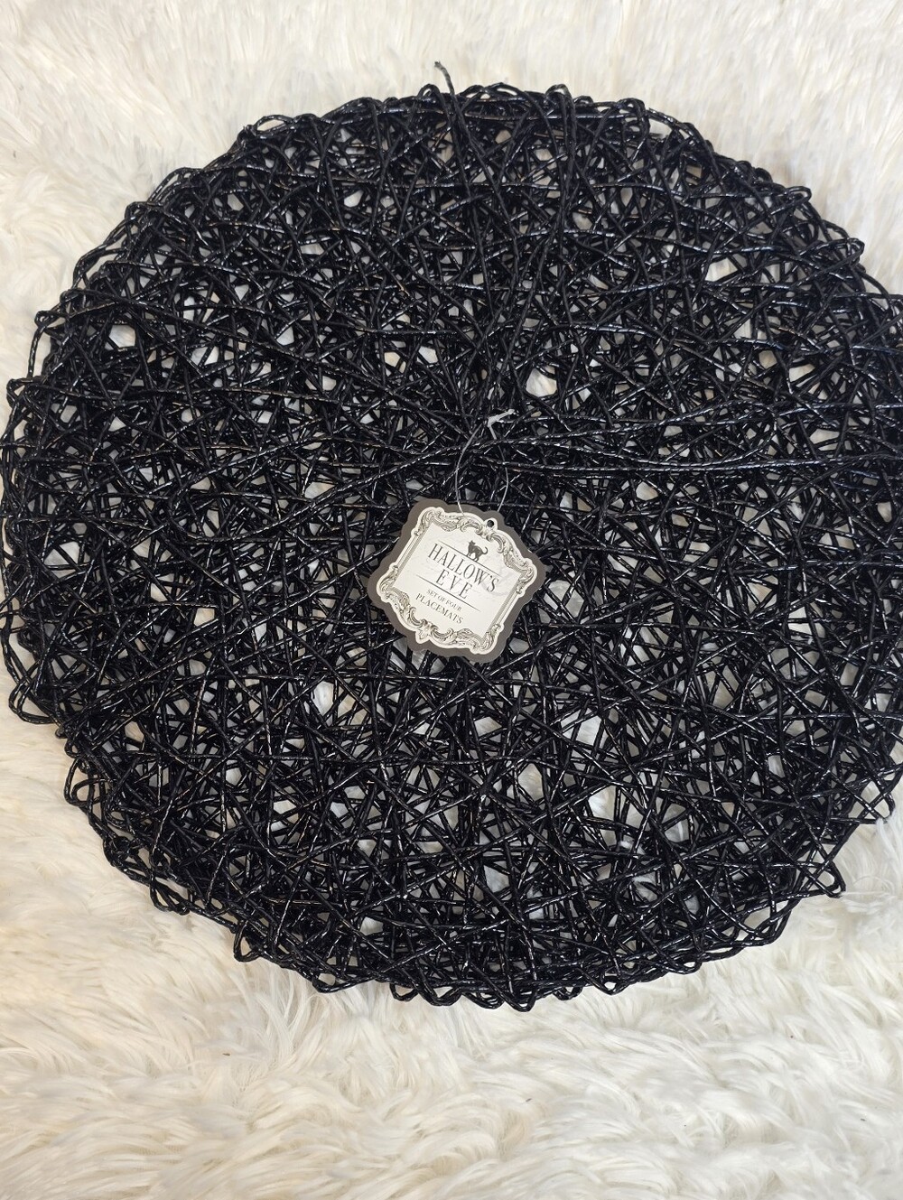 T.J.Maxx Black Woven Round Placemat